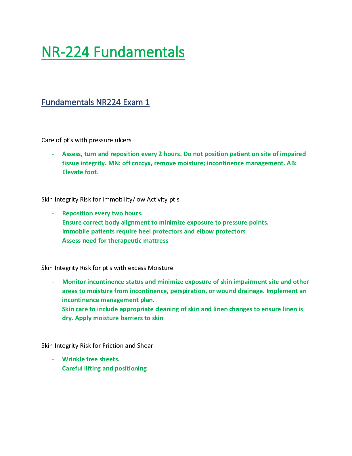 Preview image for NR224 / NR 224 Exam 1 (Latest Update) Fundamentals - Chamberlain